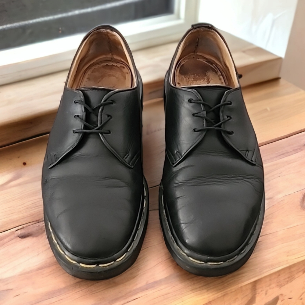 DR. MARTENS 1461 Made in England 9 Vintage Brown Leather 3 Eye Loafers Y2K Docs - Picture 4 of 17